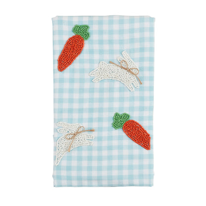 Beaded Easter Towel - Bunny & Carrot