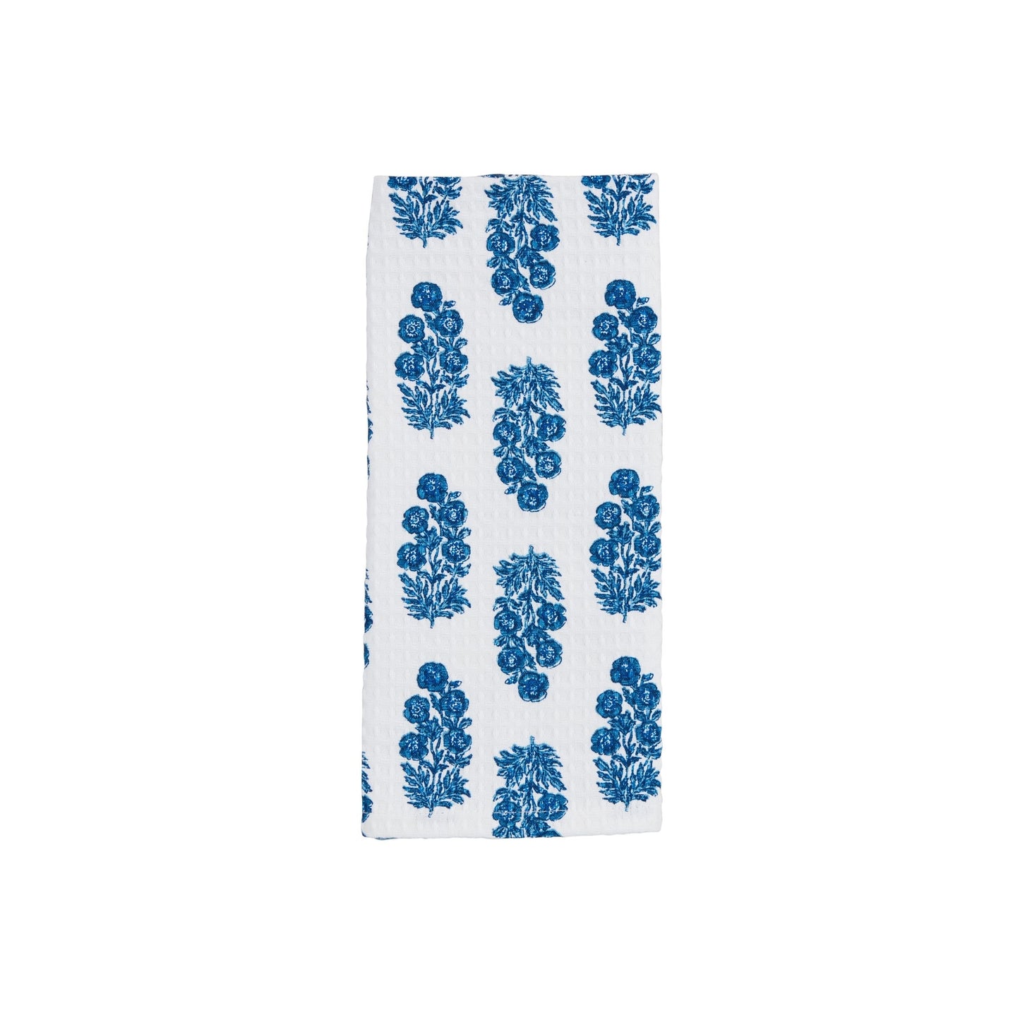 Block Print Blue Floral Towel - Dianthus