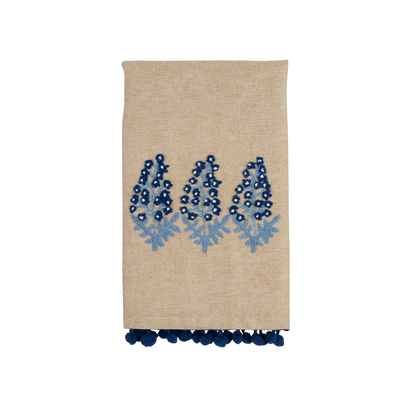 Blue Floral Embroidered Towel - Blooms