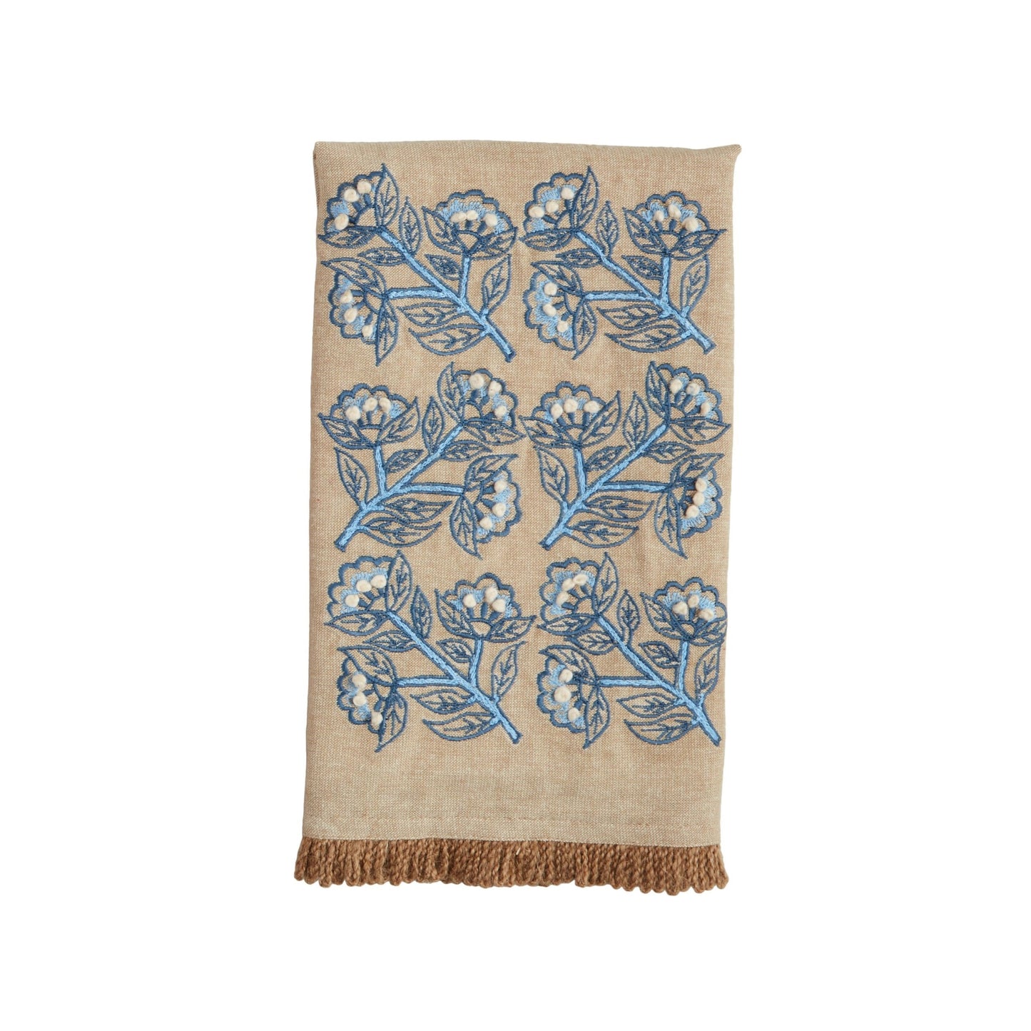 Blue Floral Embroidered Towel - All Over