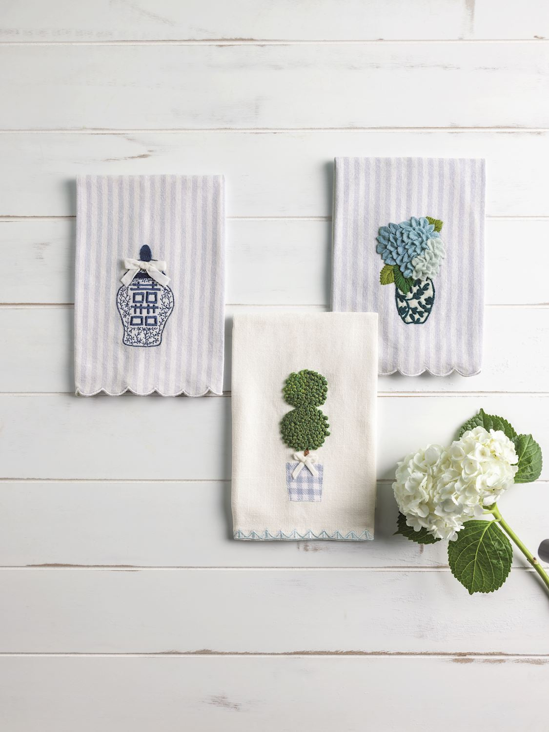 Hydrangea Stripe Tea Towel
