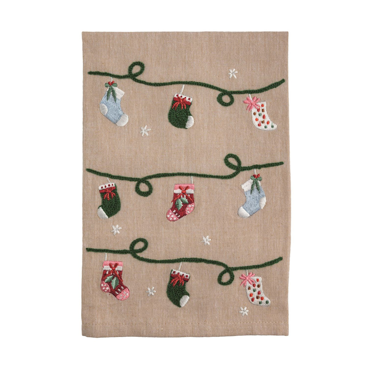 Stocking Beaded Christmas Towel