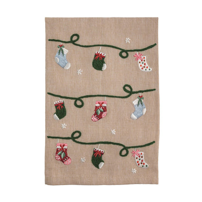 Stocking Beaded Christmas Towel
