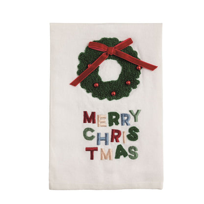 Wreath Beaded Christmas Towel