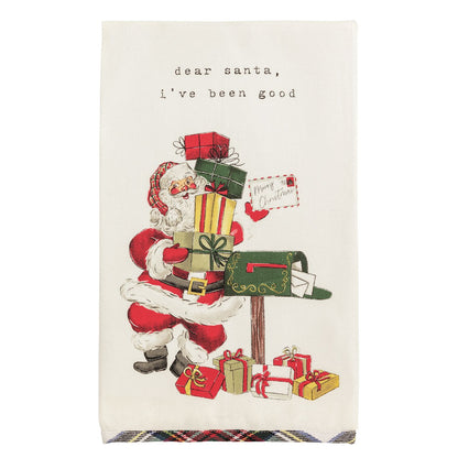 Christmas Mailbox Tartan Hem Towel