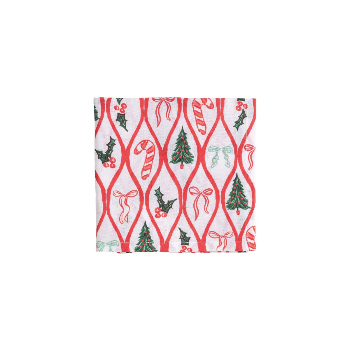 Patterned Christmas Towel - Candy Canes & Trees