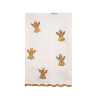 Gold Christmas Angel Embroidered Towel