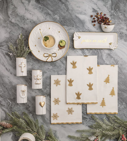 Gold Christmas Angel Embroidered Towel