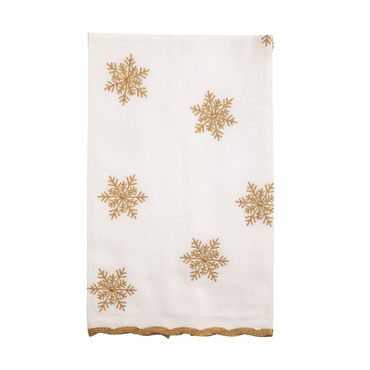 Gold Christmas Star Snowflake Embroidered Towel