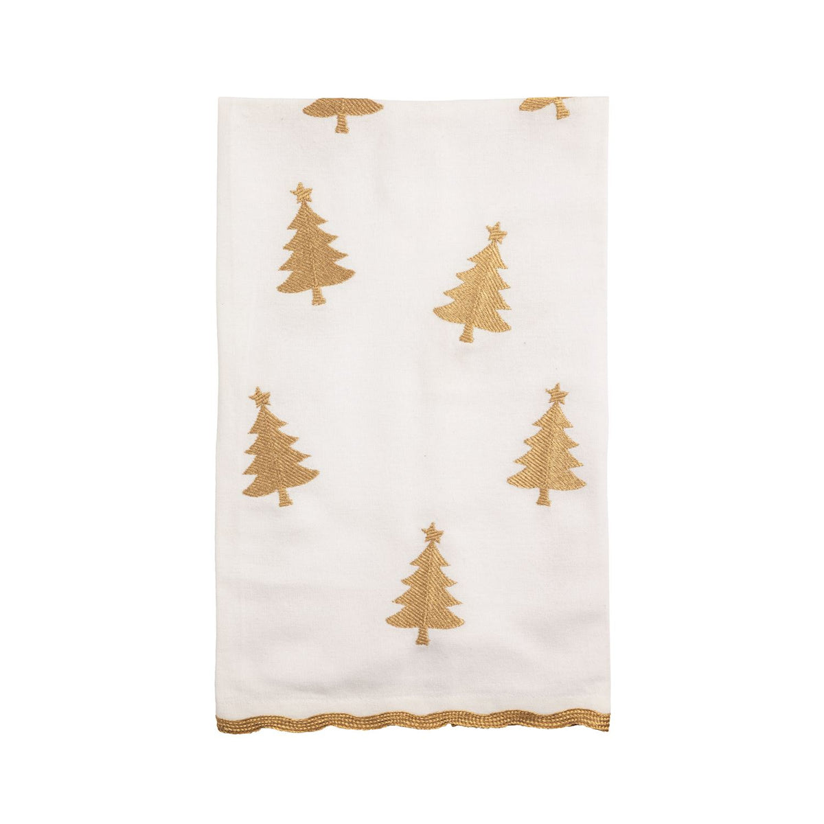 Gold Christmas Tree Embroidered Towel