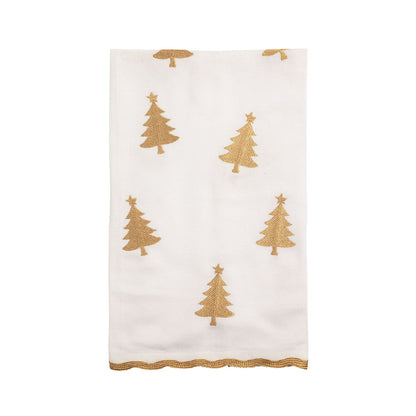 Gold Christmas Tree Embroidered Towel