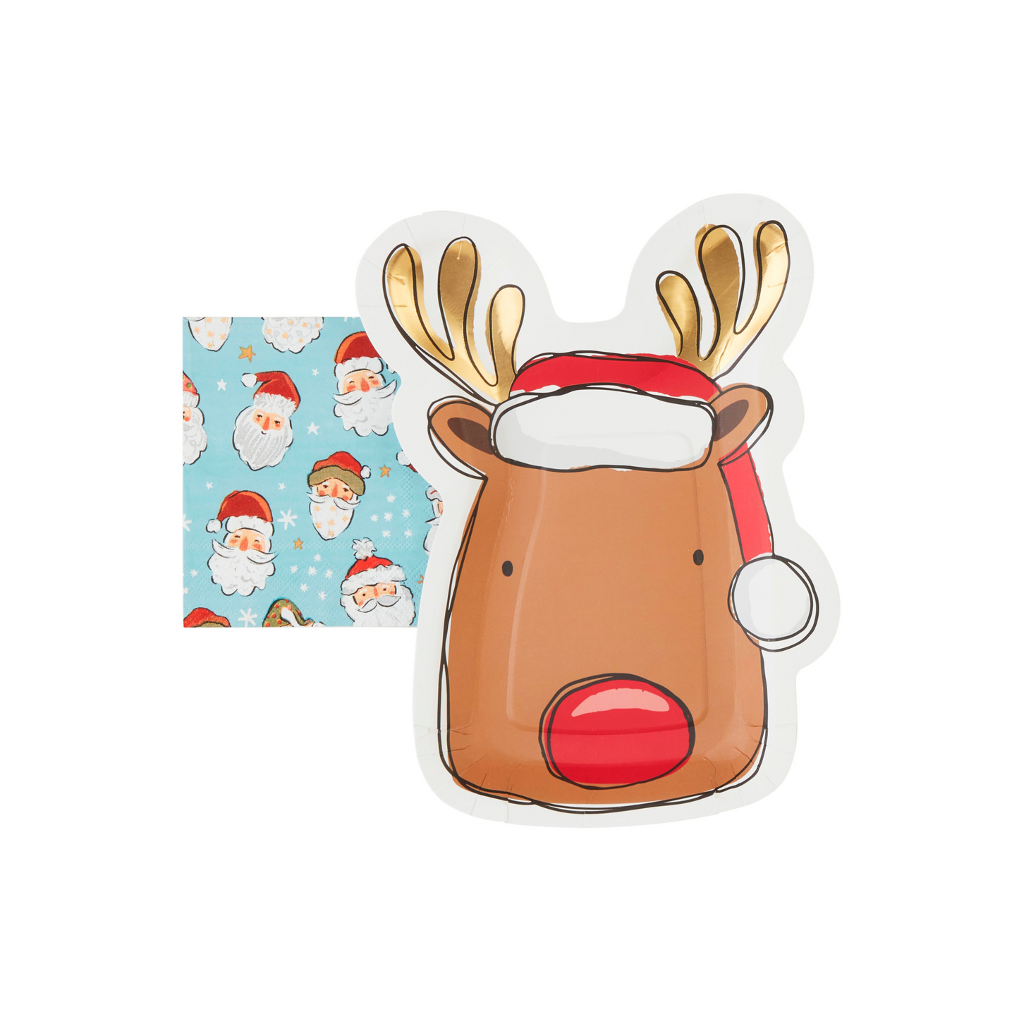 Christmas Paper Plate & Napkin Set - Rudolph