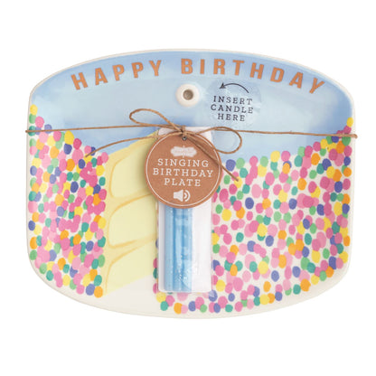 Singing Birthday Candle Holder Plate - Blue