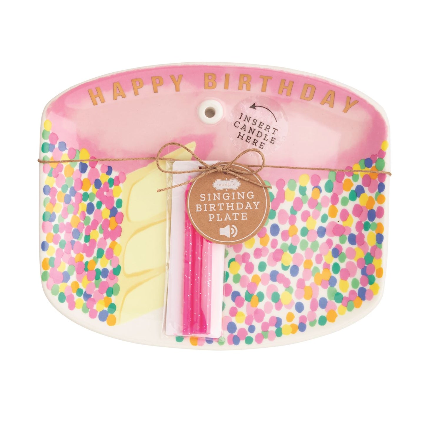 Singing Birthday Candle Holder Plate - Pink