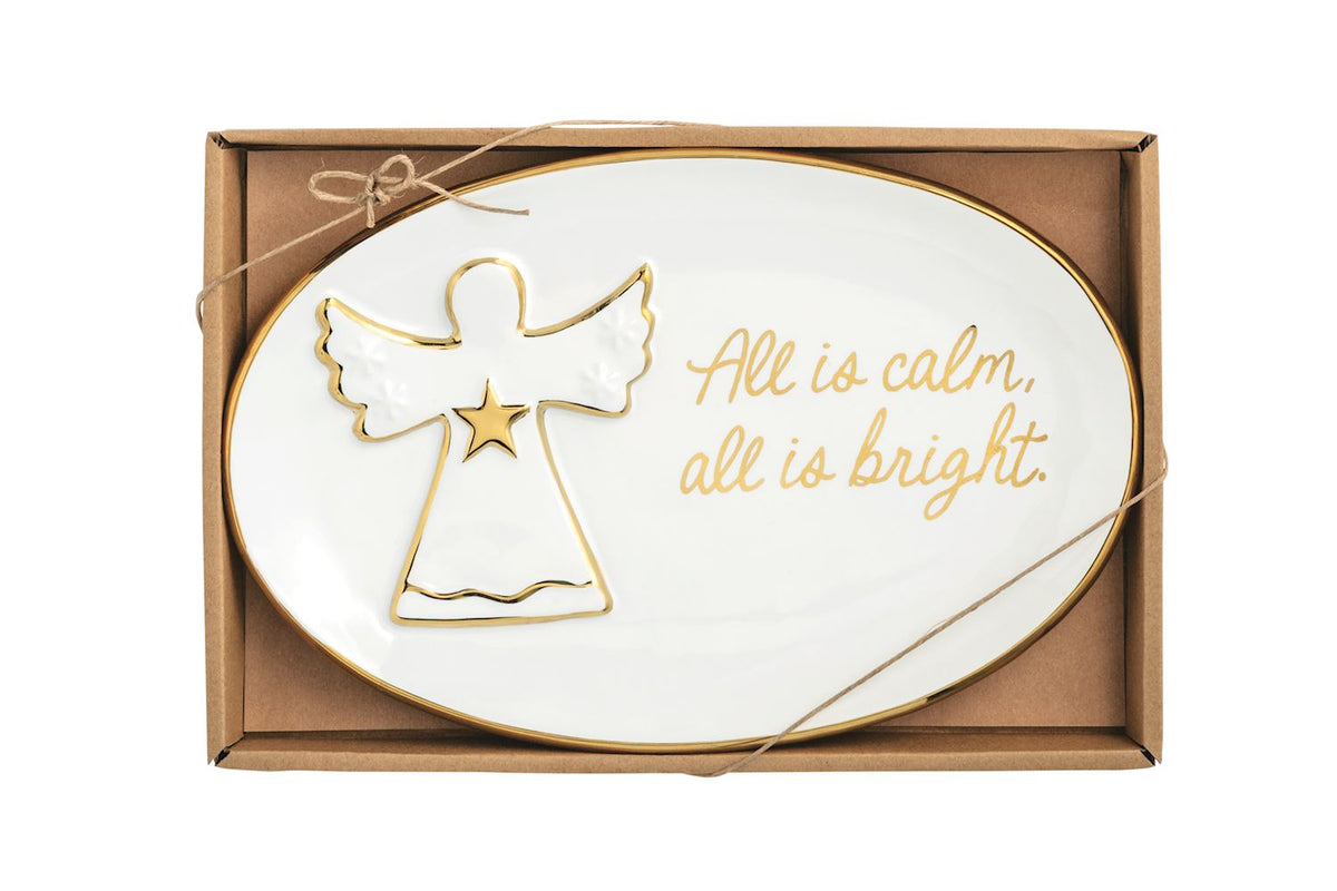 All Is Calm Gold Edge Sentiment Plate