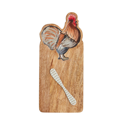 Enamel Wood Board Set - Rooster