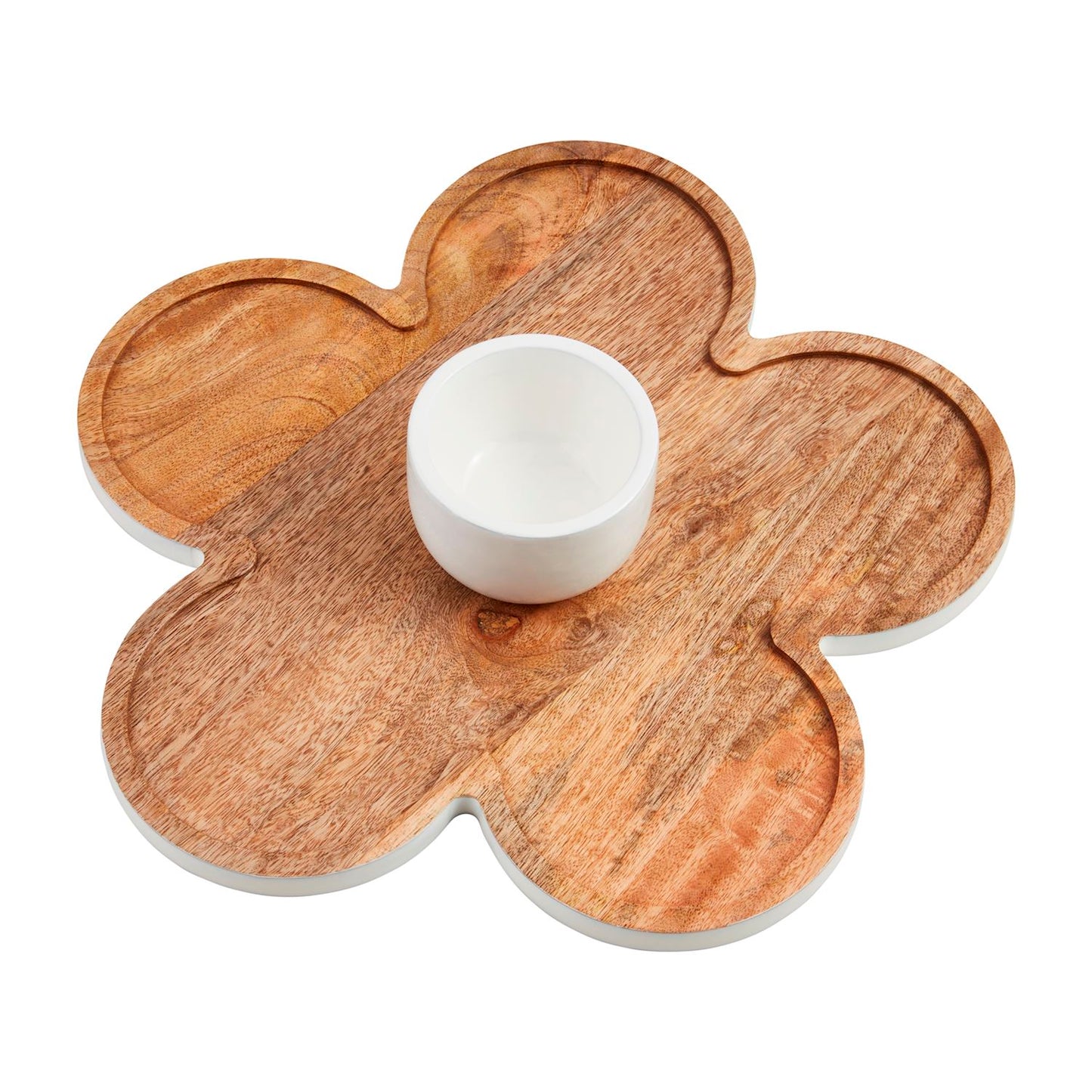 Wooden Flower Chip & Dip Board Set