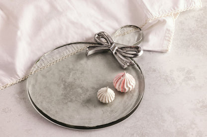 Metal Bow Round Glass Board