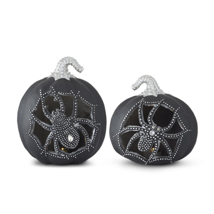 Black & Silver LED Spider Cutout Pumpkins