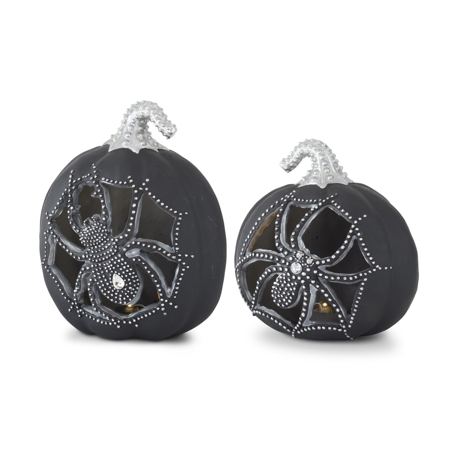 Black & Silver LED Spider Cutout Pumpkins