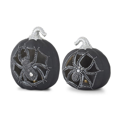 Black & Silver LED Spider Cutout Pumpkins
