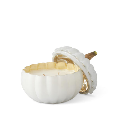 White Glass Filled Pumpkin Candle - Pumpkin Spice