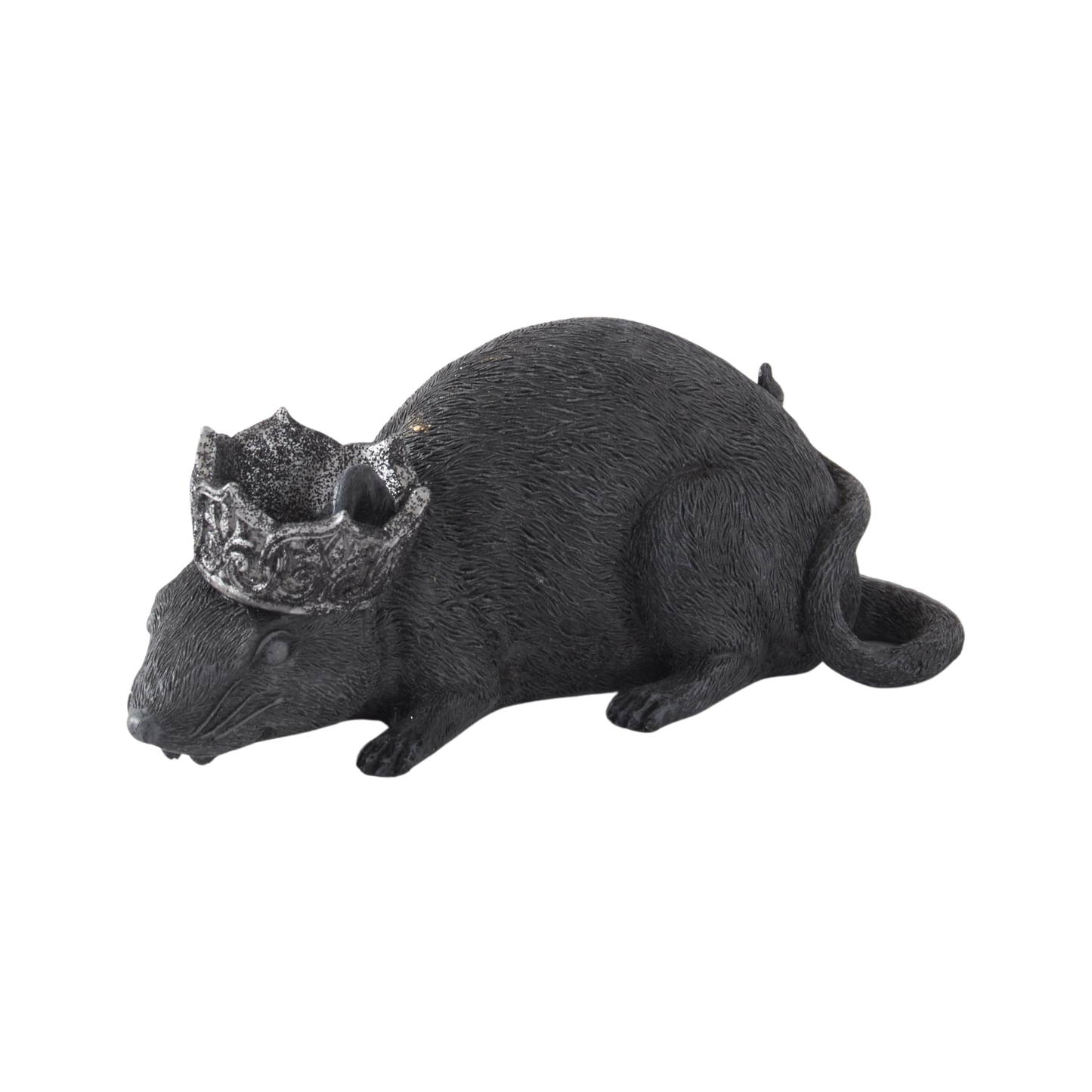 Black Resin Rats with Glitter Crowns