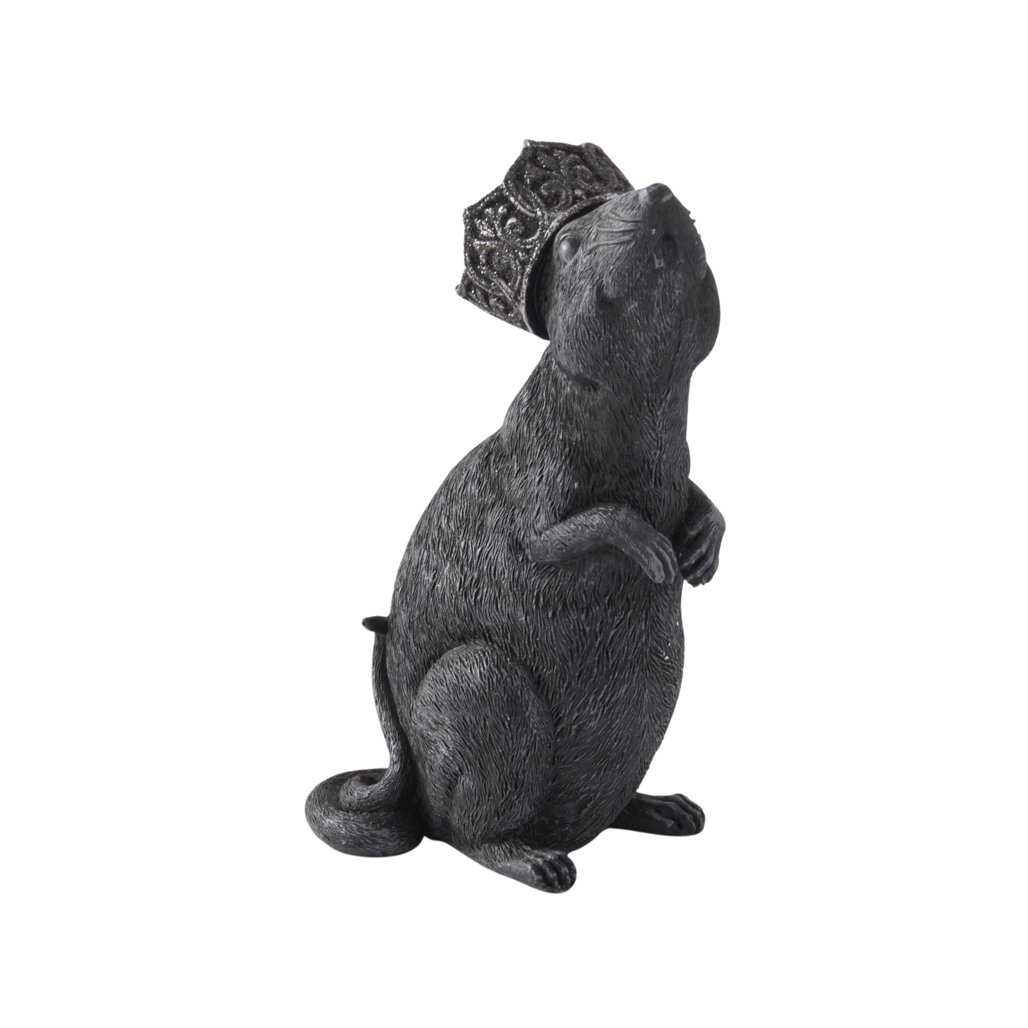 Black Resin Rats with Glitter Crowns