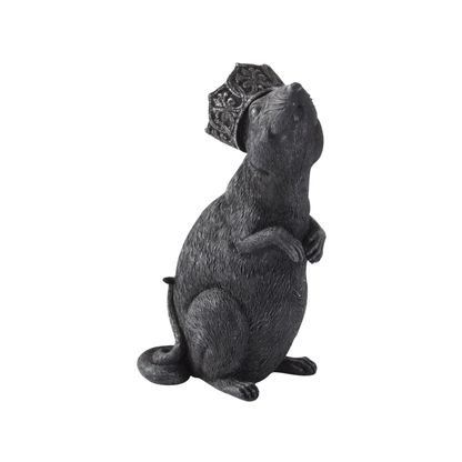Black Resin Rats with Glitter Crowns