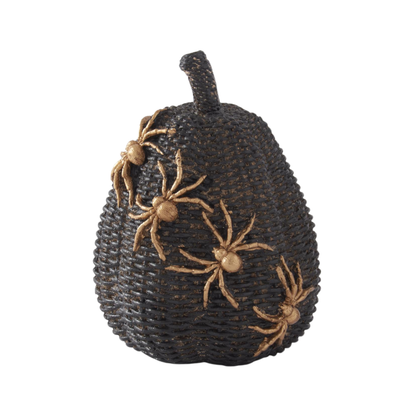 Black Woven Pumpkins with Gold Spiders