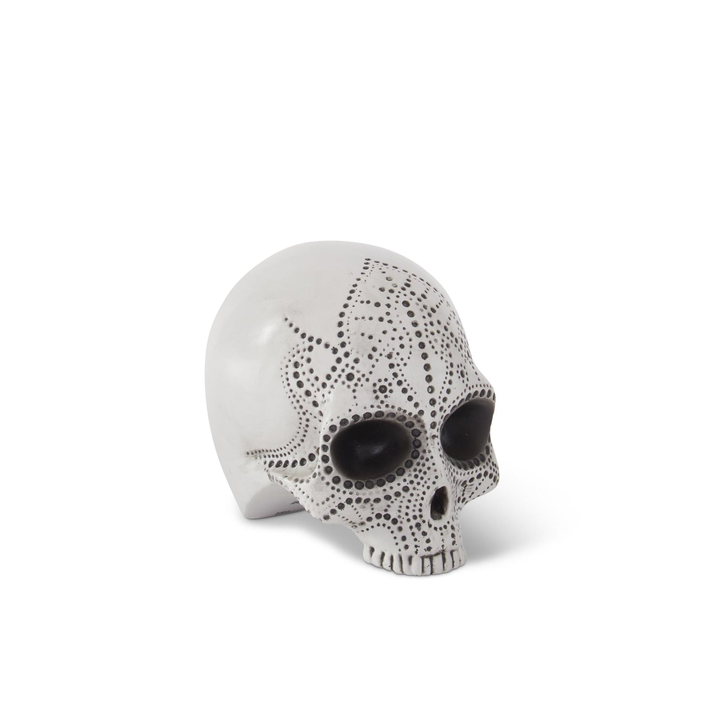 White Resin Dot Pattern Sugar Skull