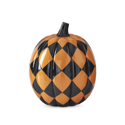 Black & Orange Check Resin Pumpkins