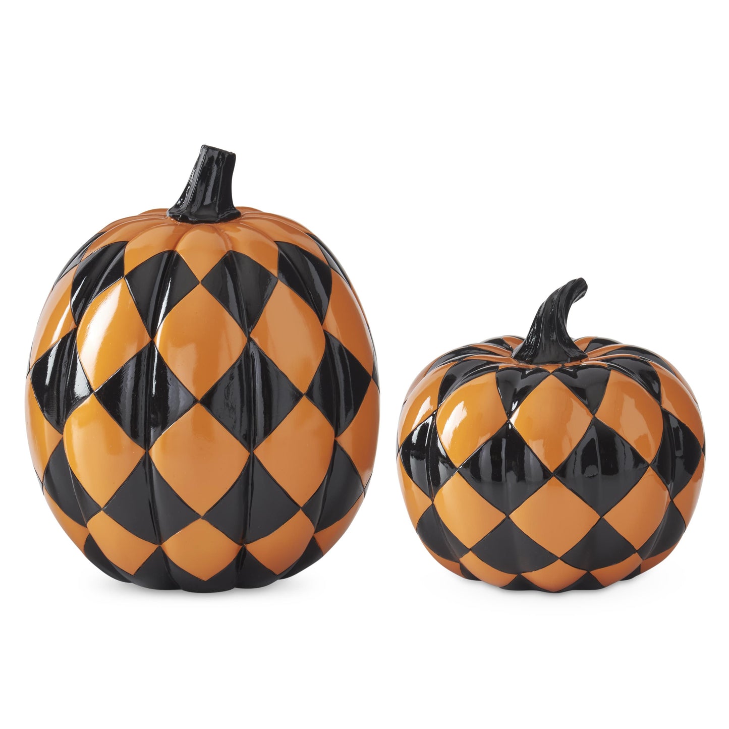 Black & Orange Check Resin Pumpkins