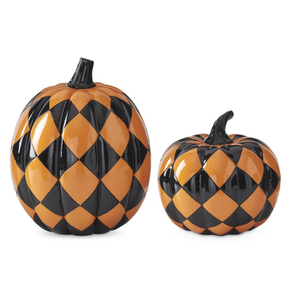 Black & Orange Check Resin Pumpkins