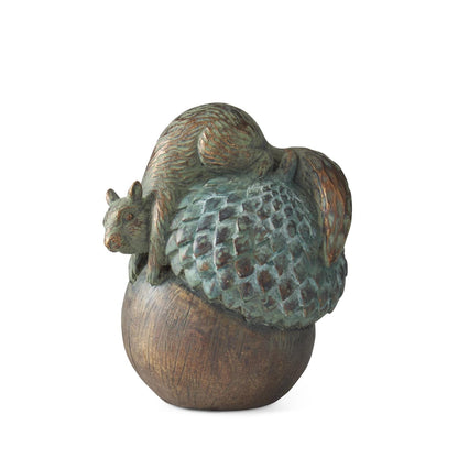 Resin Patina Copper Squirrel on Acorn