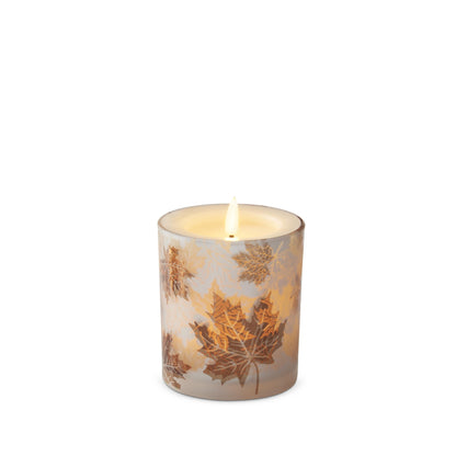 Frosted Leaf Glass Container LED Candles