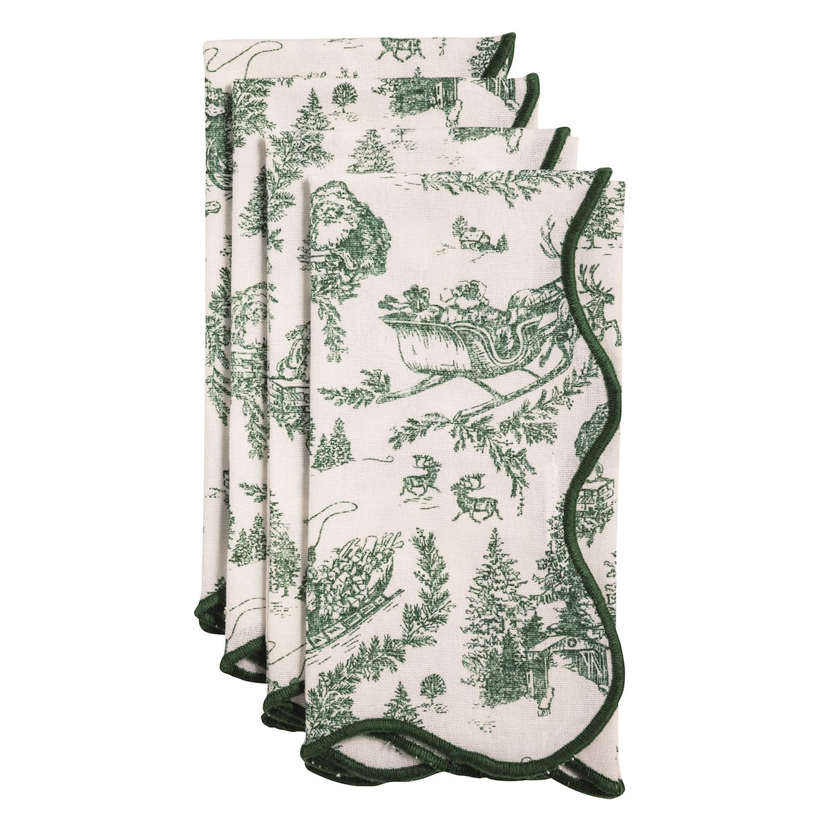 Green Toile Napkin Set