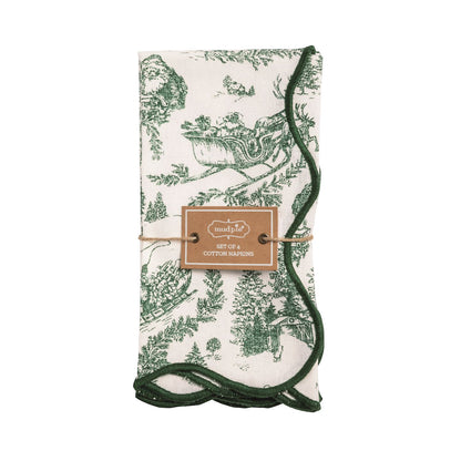 Green Toile Napkin Set