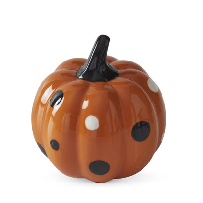 Orange Black & White Dot Ceramic Pumpkins