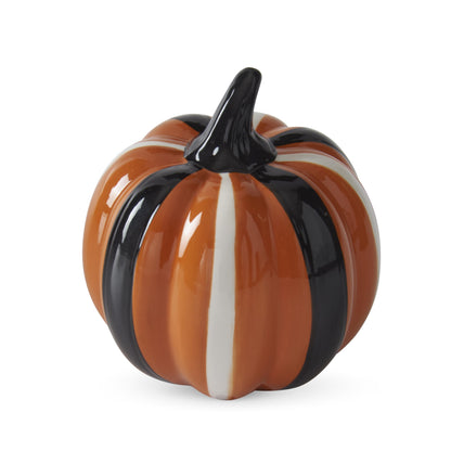 Orange Black & White Dot Ceramic Pumpkins