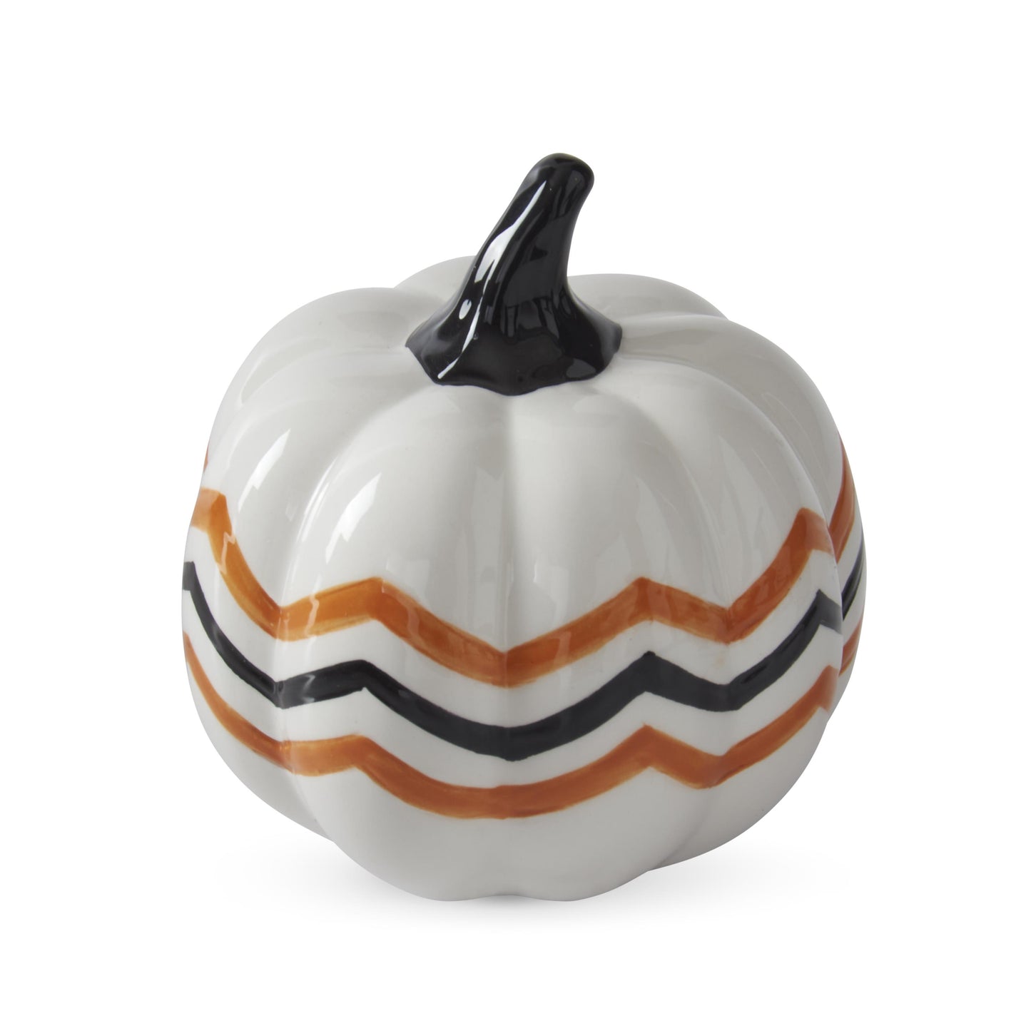Orange Black & White Dot Ceramic Pumpkins
