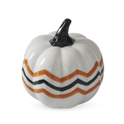 Orange Black & White Dot Ceramic Pumpkins