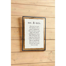 Load image into Gallery viewer, Mr. &amp; Mrs. Sentiment - Glass Plaque