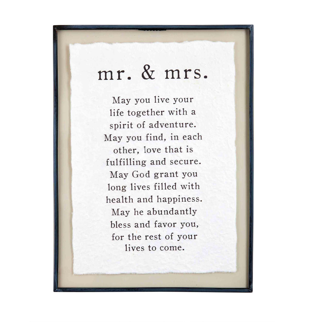 Mr. & Mrs. Sentiment - Glass Plaque