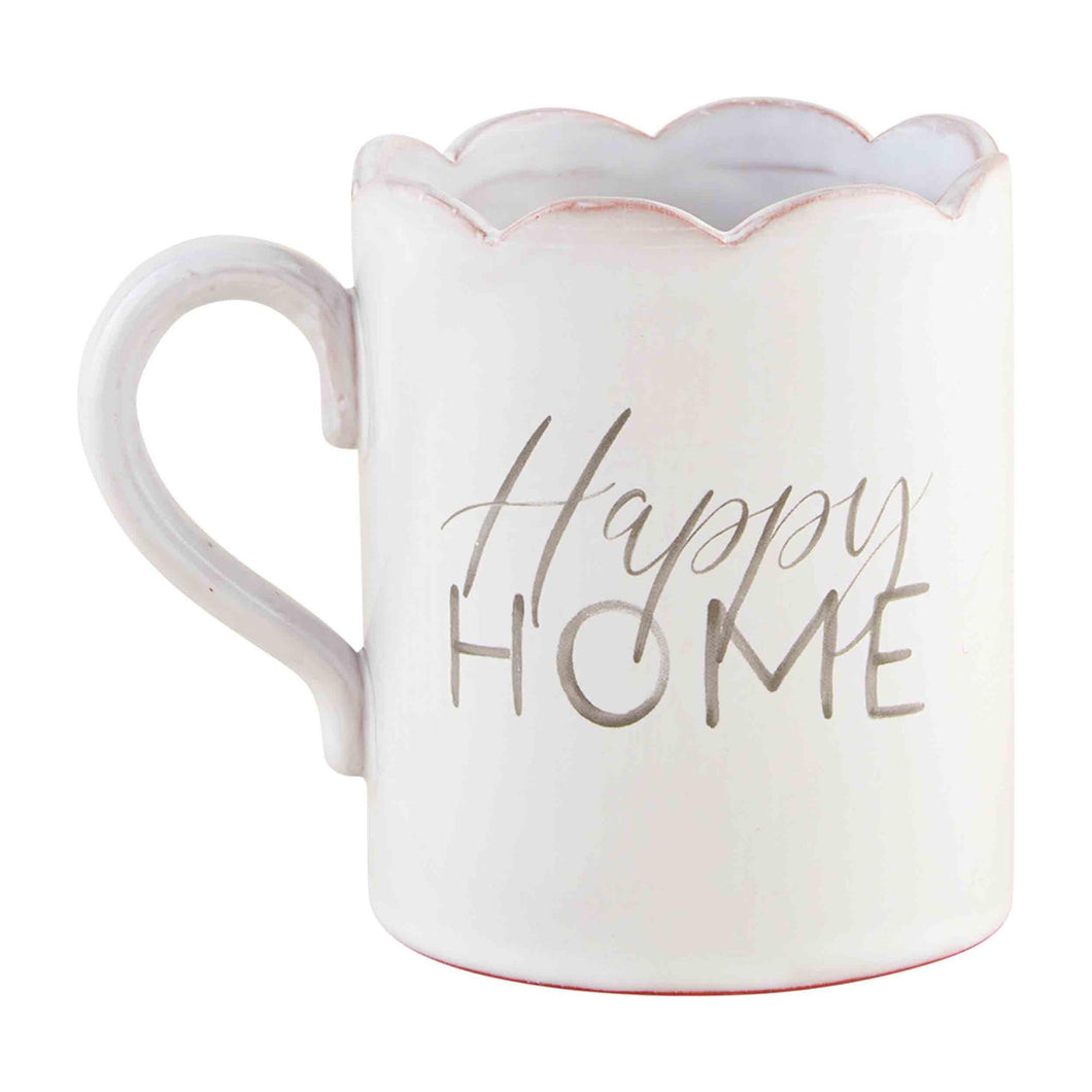Scalloped Coffee Mug - Happy Home