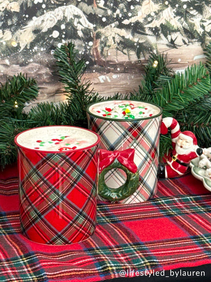 Wreath Handle Tartan Mug