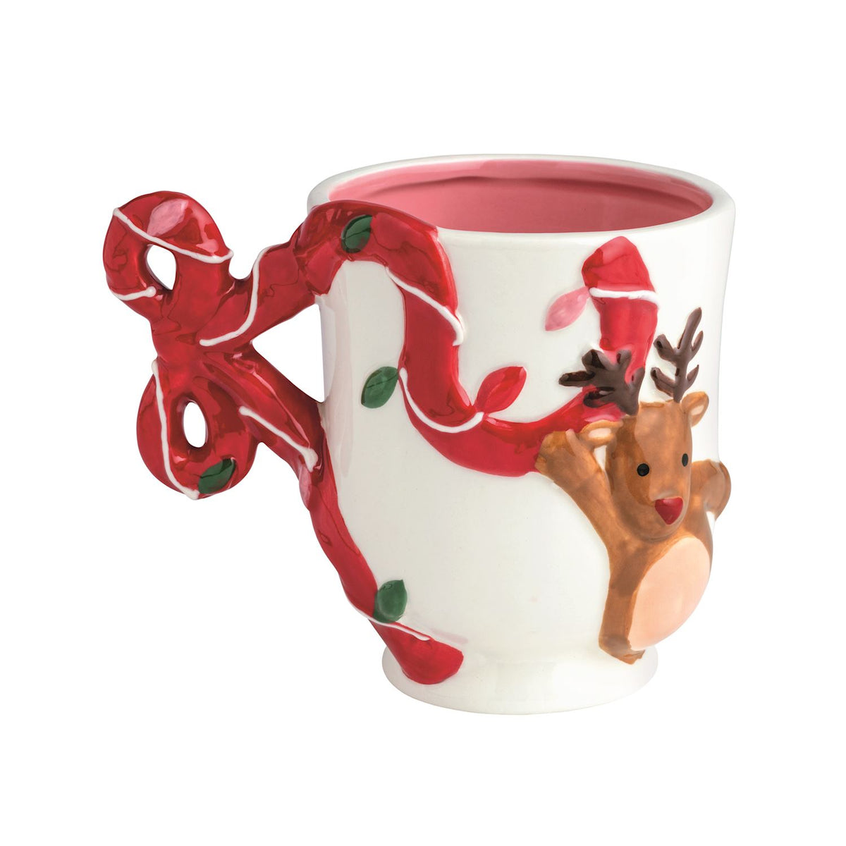 Reindeer Bow Handle Christmas Mug