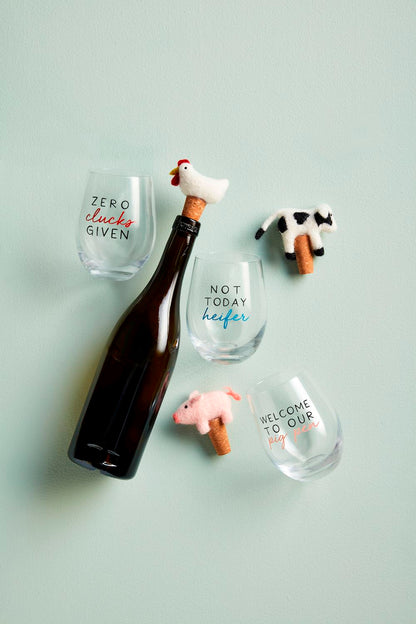 Chicken Wine Glass Topper Set