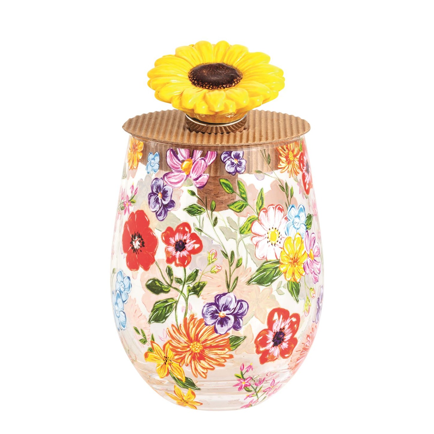 Floral Wine Glass & Topper Set