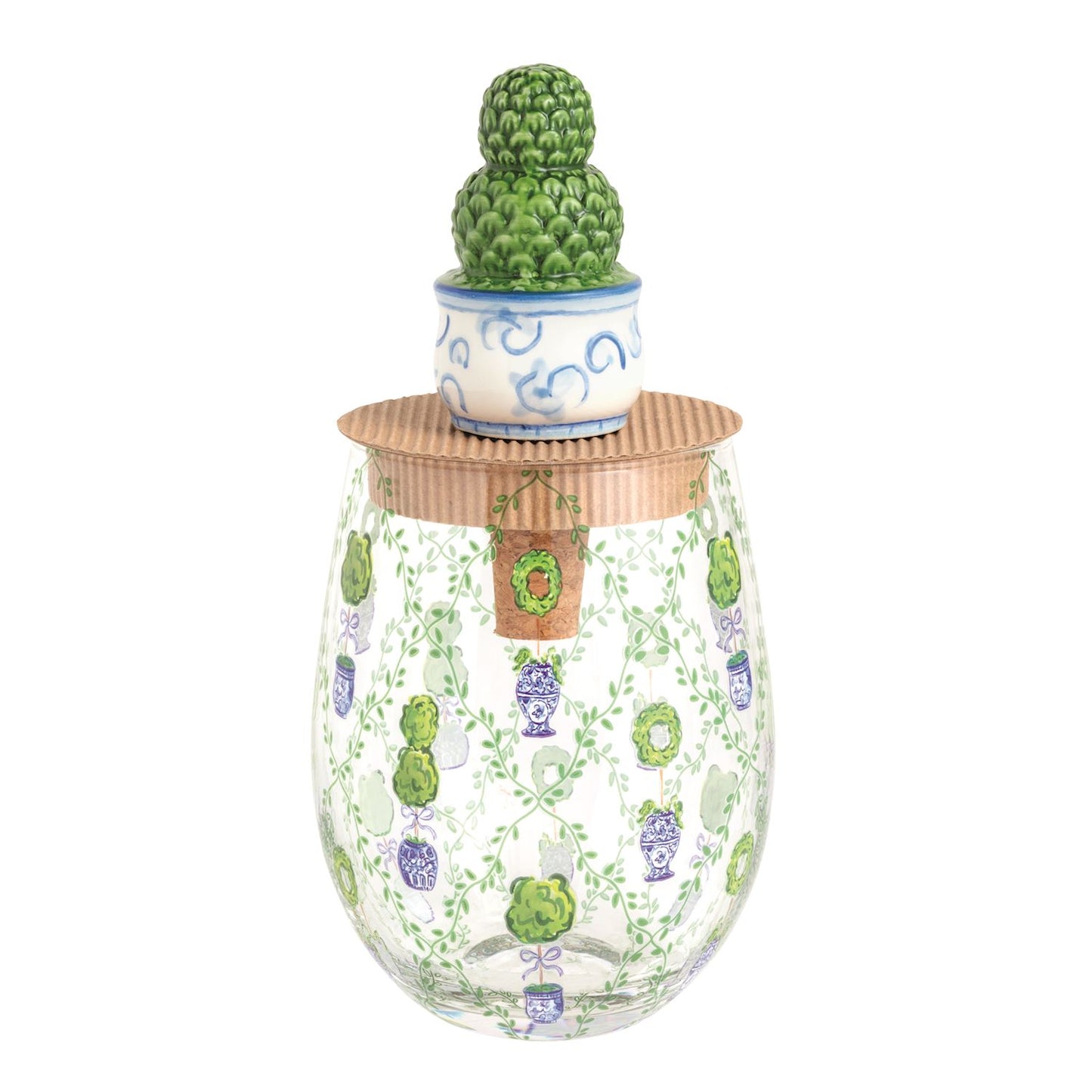 Topiary Wine Glass & Topper Set
